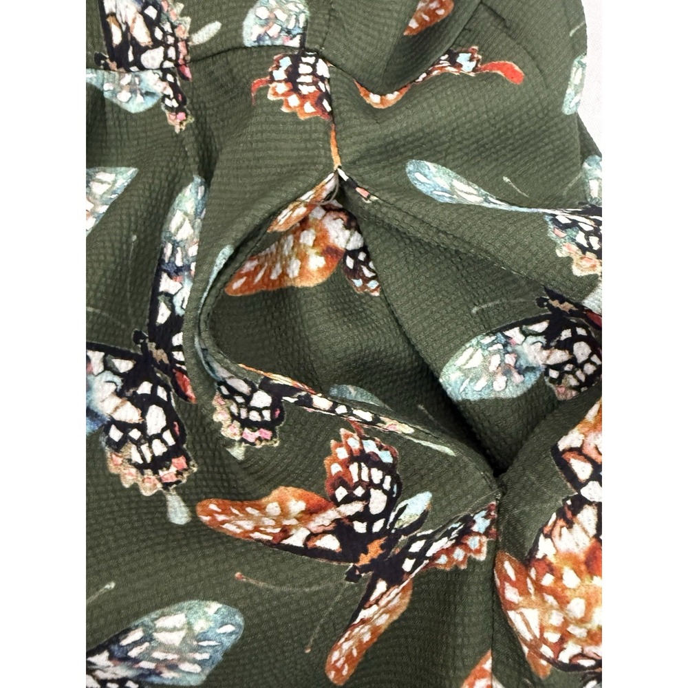 Adelyn Rae Green Butterfly Dress 3/4 Sleeve Pockets Womens Size M - Picture 7 of 9